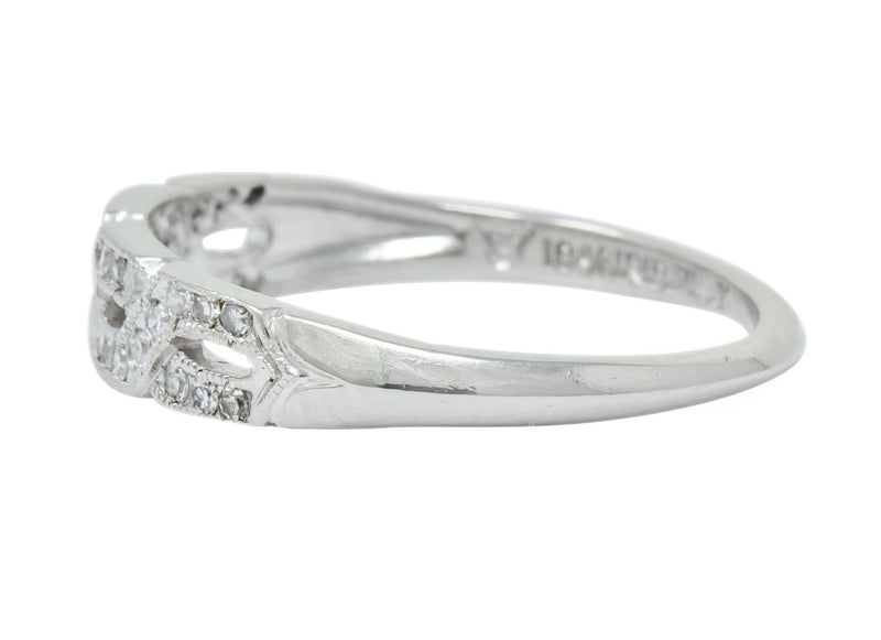 Enchanting Edwardian Diamond Platinum Trellis Band Ring - Wilson's Estate Jewelry
