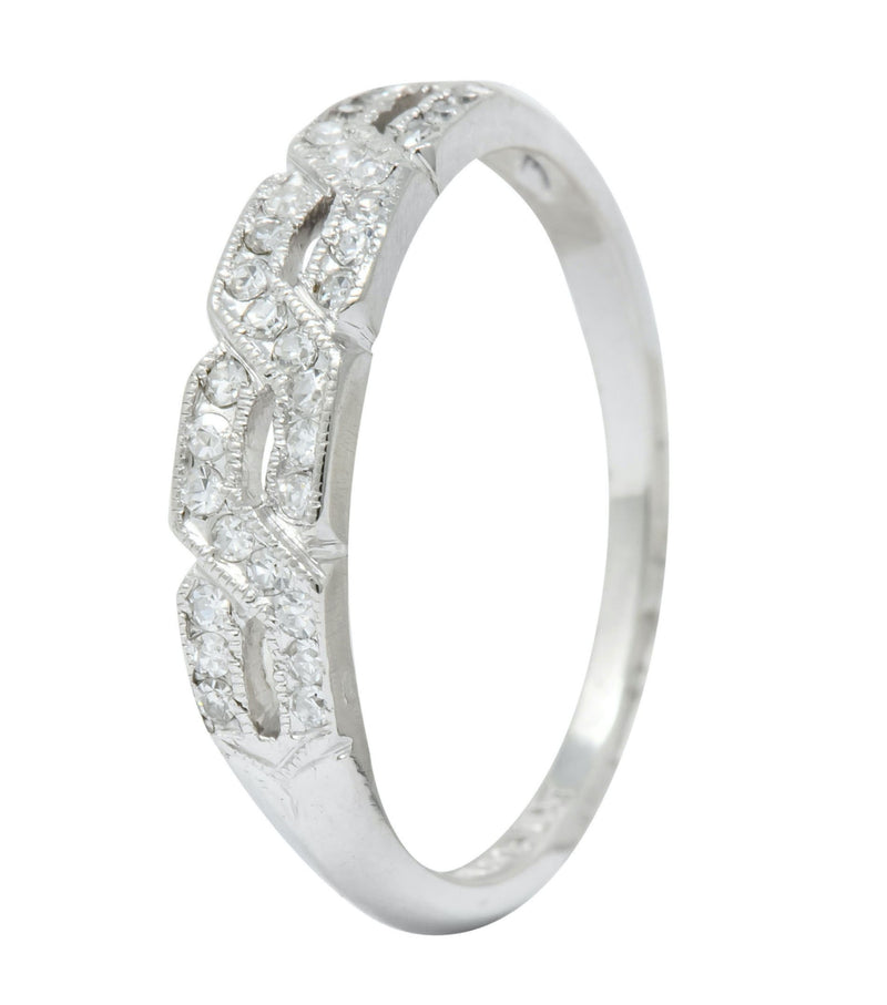 Enchanting Edwardian Diamond Platinum Trellis Band Ring - Wilson's Estate Jewelry