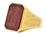 Exemplary Victorian Intaglio Carnelian 18 Karat Gold Men's Signet Ring Wilson's Estate Jewelry