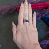 3.50 CTW Sapphire Diamond Platinum Cluster Ring