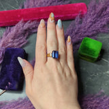 Vintage 9.10 CTW Tanzanite Diamond 18 Karat Yellow Gold Gemstone Ring