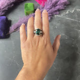 Contemporary 6.62 CTW Green Tourmaline Diamond Platinum Gemstone Band Ring