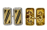 Fancy Edwardian Enamel Platinum 14 Karat Gold Cufflinks - Wilson's Estate Jewelry