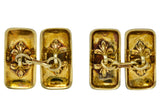 Fancy Edwardian Enamel Platinum 14 Karat Gold Cufflinks - Wilson's Estate Jewelry