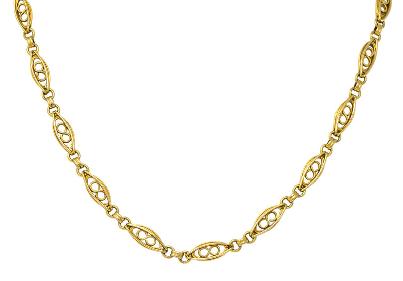 Fancy Victorian 18 Karat Gold Chain Necklace Wilson's Estate Jewelry