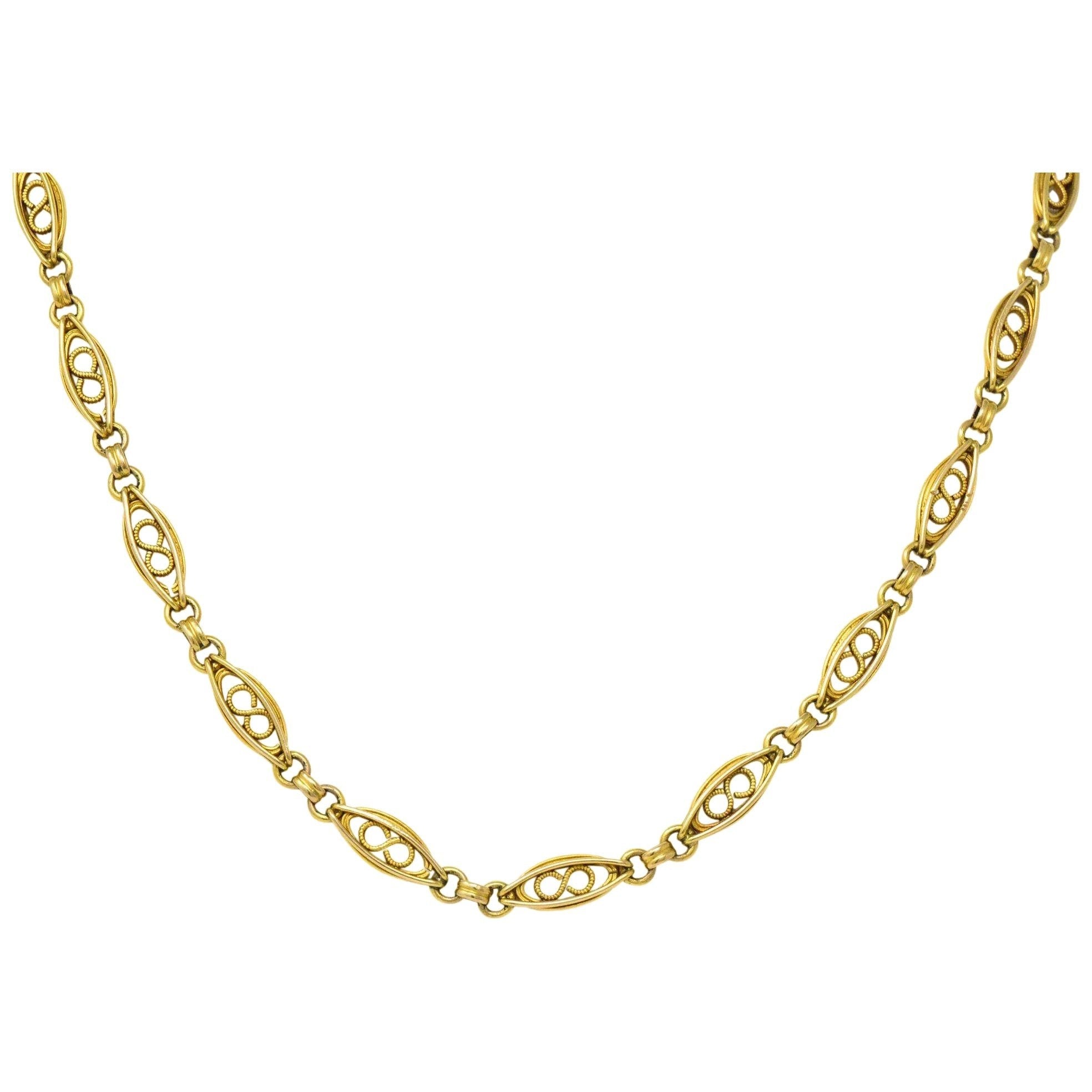 Fancy Victorian 18 Karat Gold Chain Necklace | Wilson's Estate Jewelry