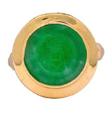 Fascinating Victorian Carved Jade 14 Karat Gold Poison Locket Ring - Wilson's Estate Jewelry