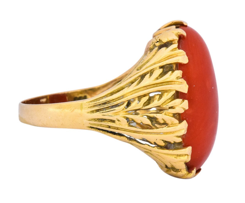 Fascinating Vintage Italian Coral 18 Karat Gold Ring - Wilson's Estate Jewelry