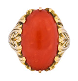 Fascinating Vintage Italian Coral 18 Karat Gold Ring - Wilson's Estate Jewelry