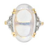 Felger Inc. 1940's Retro Moonstone Diamond Platinum-Topped 14 Karat Gold Ring - Wilson's Estate Jewelry