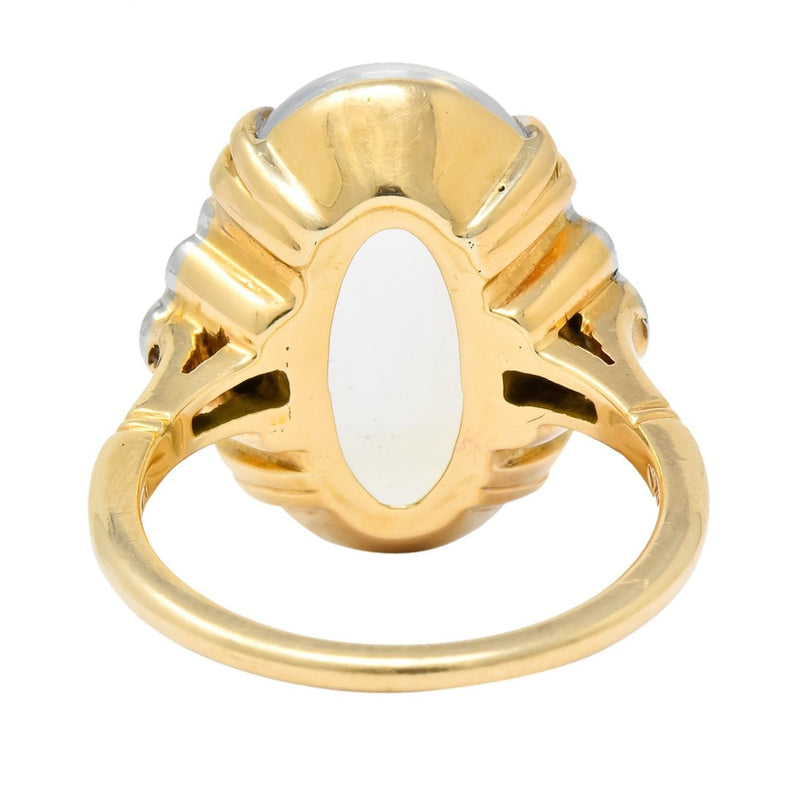 Felger Inc. 1940's Retro Moonstone Diamond Platinum-Topped 14 Karat Gold Ring - Wilson's Estate Jewelry