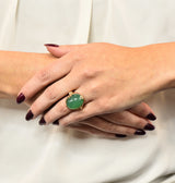 Felger Inc. Art Deco Egyptian Revival Enamel Chrysoprase Ring - Wilson's Estate Jewelry