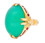 Felger Inc. Art Deco Egyptian Revival Enamel Chrysoprase Ring - Wilson's Estate Jewelry