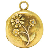 Floral Art Nouveau 14 Karat Tri-Color Gold Flower Locket Wilson's Estate Jewelry