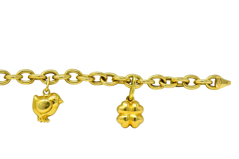 Ladies Vintage Estate Tiffany & Co. 18K 750 Yellow Gold Multi Charm Br