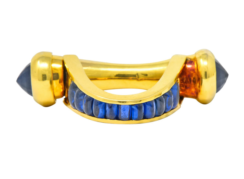 French 5.00 CTW Sapphire 18 Karat Gold French Men's Cufflinks - Wilson's Estate Jewelry