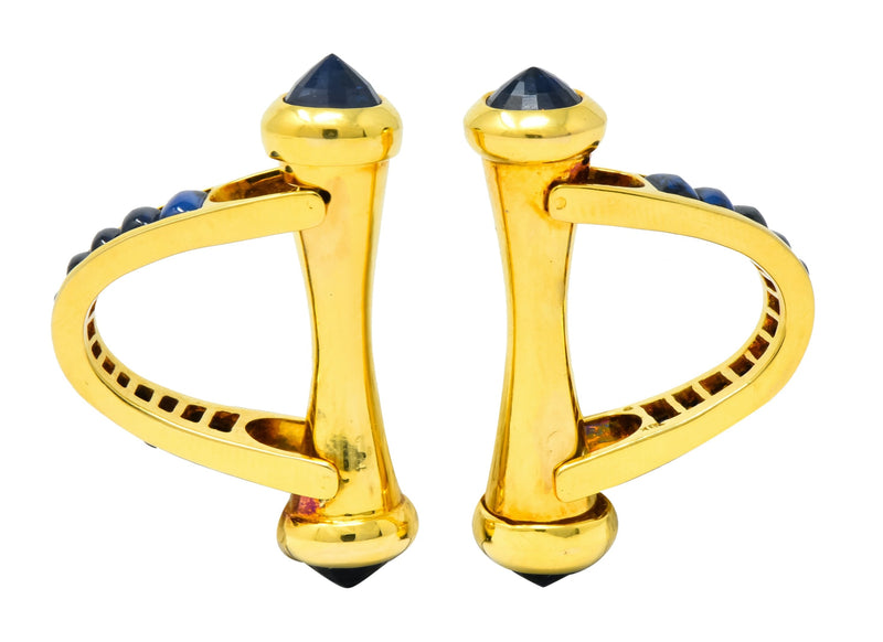 French 5.00 CTW Sapphire 18 Karat Gold French Men's Cufflinks - Wilson's Estate Jewelry