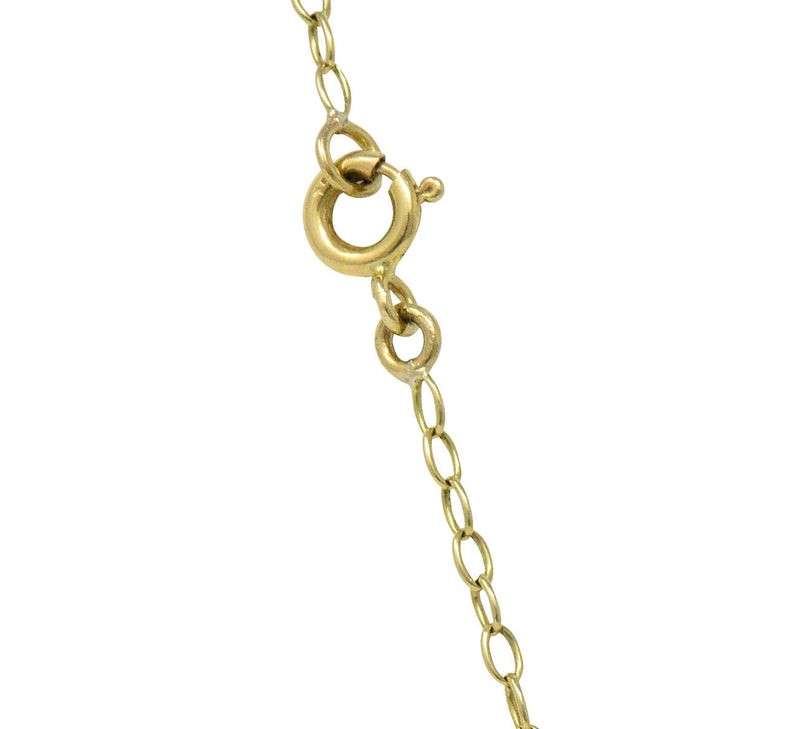 French Belle Époque Diamond Enamel 'Lucky 13 Four Leaf Clover' 18 Karat Gold Pendant Necklace - Wilson's Estate Jewelry