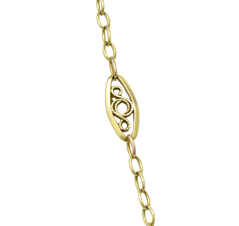 French Belle Époque Diamond Enamel 'Lucky 13 Four Leaf Clover' 18 Karat Gold Pendant Necklace - Wilson's Estate Jewelry