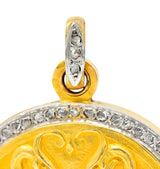 French Belle Epoque Diamond Platinum 18 Karat Gold Heron Compact Edwardian Pendant - Wilson's Estate Jewelry