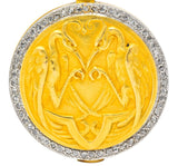 French Belle Epoque Diamond Platinum 18 Karat Gold Heron Compact Edwardian Pendant - Wilson's Estate Jewelry