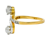 French Edwardian 0.90 CTW Diamond Platinum-Topped 18 Karat Gold Bypass Ring Circa 1915 - Wilson's Estate Jewelry