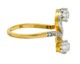 French Edwardian 0.90 CTW Diamond Platinum-Topped 18 Karat Gold Bypass Ring Circa 1915 - Wilson's Estate Jewelry