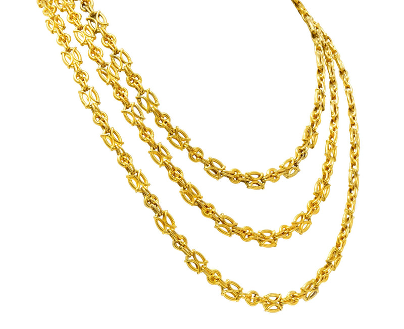 French Victorian 18 Karat Gold 53 Inch Long Chain Necklace - Wilson's Estate Jewelry