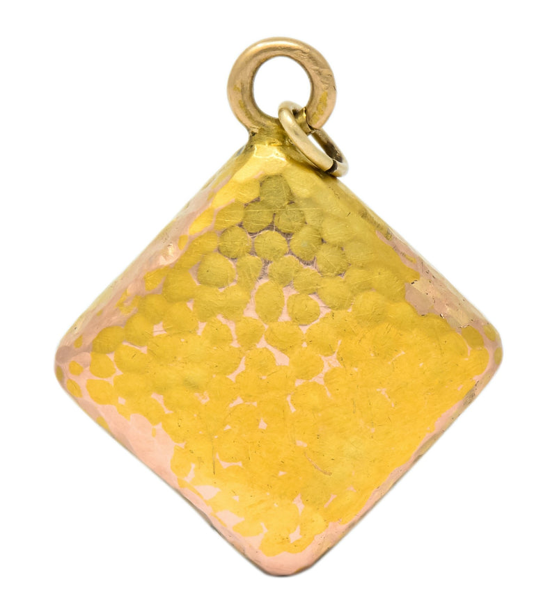 French Victorian Moonstone Diamond 18 Karat Gold Spade Pendant Charm - Wilson's Estate Jewelry