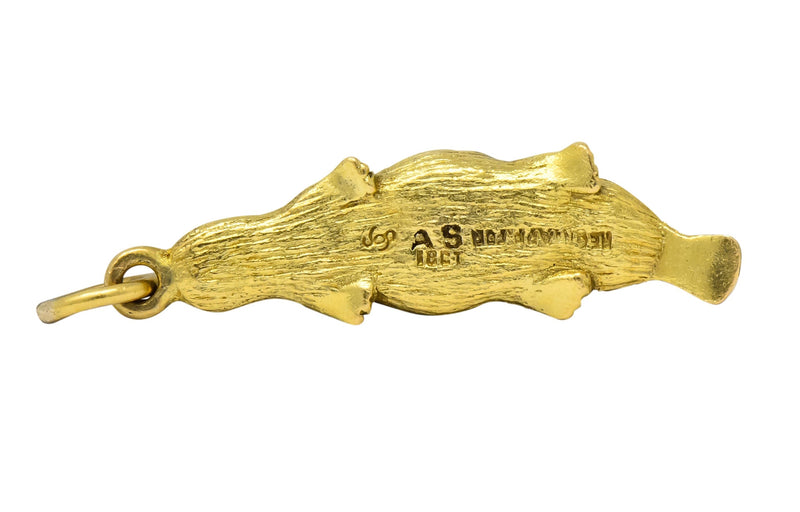 Fun 18 Karat Green Gold Platypus Animal Pendant Charm - Wilson's Estate Jewelry