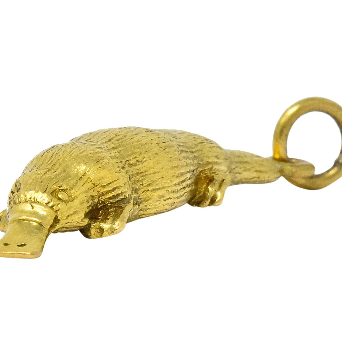 Fun 18 Karat Green Gold Platypus Animal Pendant Charm