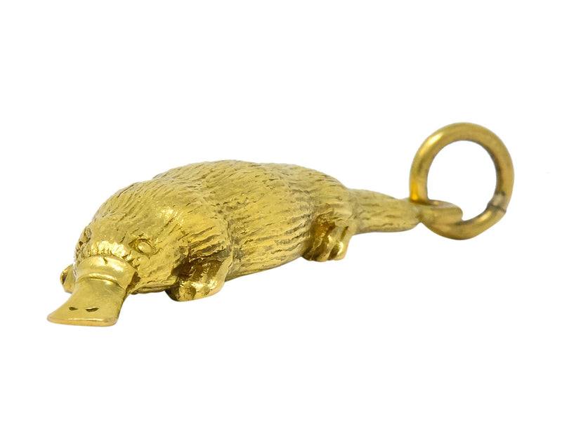 Fun 18 Karat Green Gold Platypus Animal Pendant Charm - Wilson's Estate Jewelry