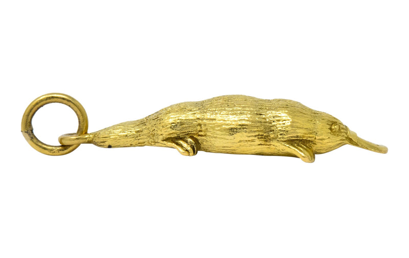 Fun 18 Karat Green Gold Platypus Animal Pendant Charm - Wilson's Estate Jewelry