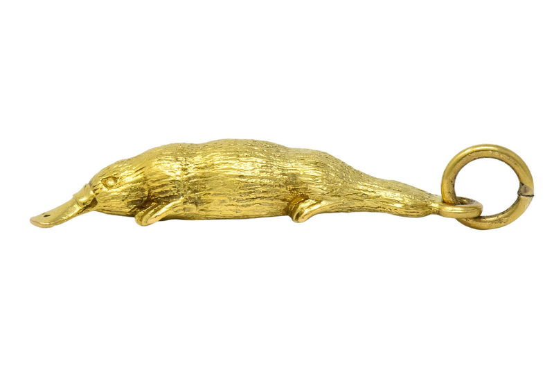 Fun 18 Karat Green Gold Platypus Animal Pendant Charm - Wilson's Estate Jewelry