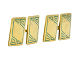 Geoffroy & Co. Art Deco Enamel 14 Karat Gold Men's Cufflinks - Wilson's Estate Jewelry