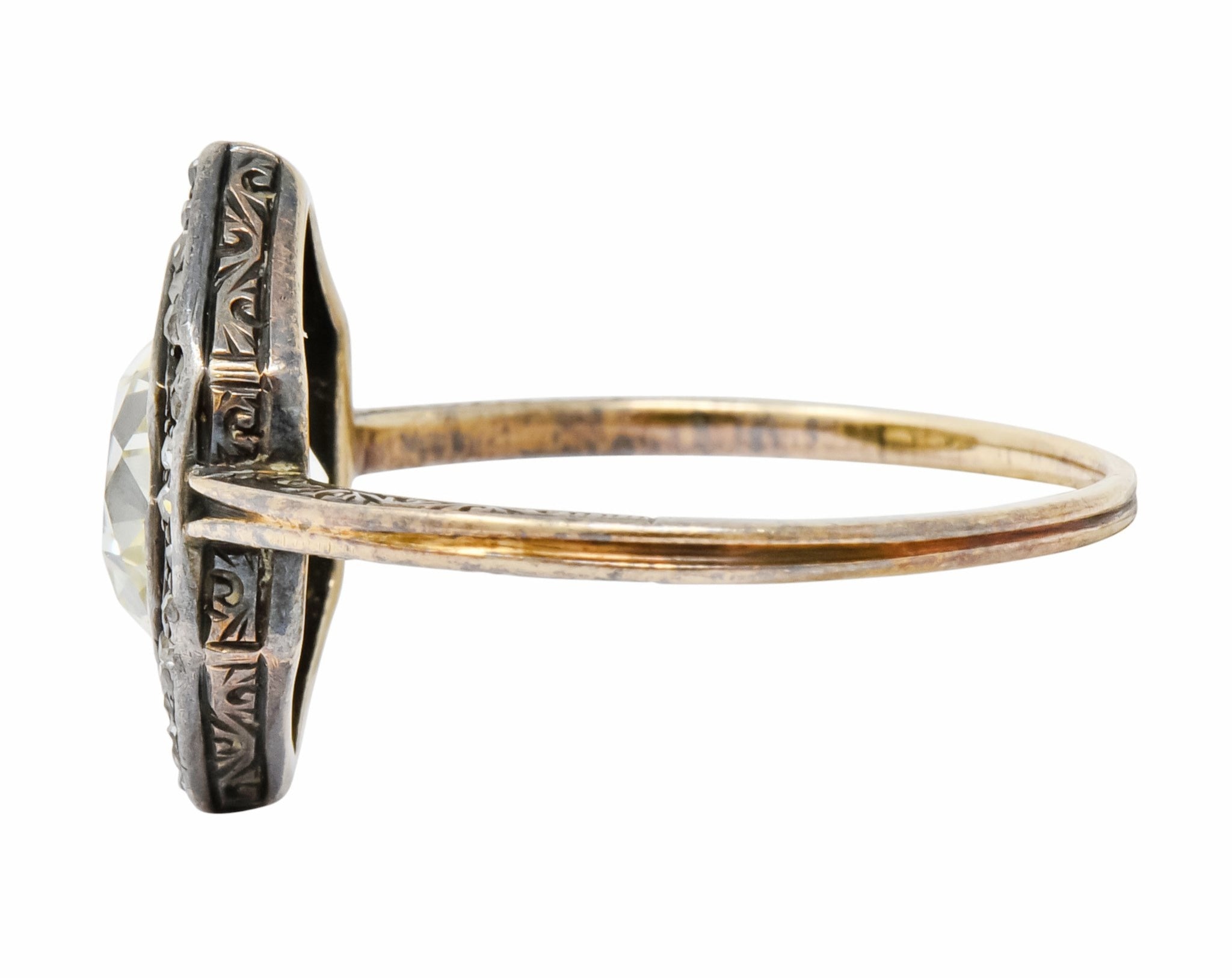 Georgian 2.00 CTW Diamond Silver-Topped 14 Karat Gold Engagement Ring Circa 1800's - Wilson's Estate Jewelry