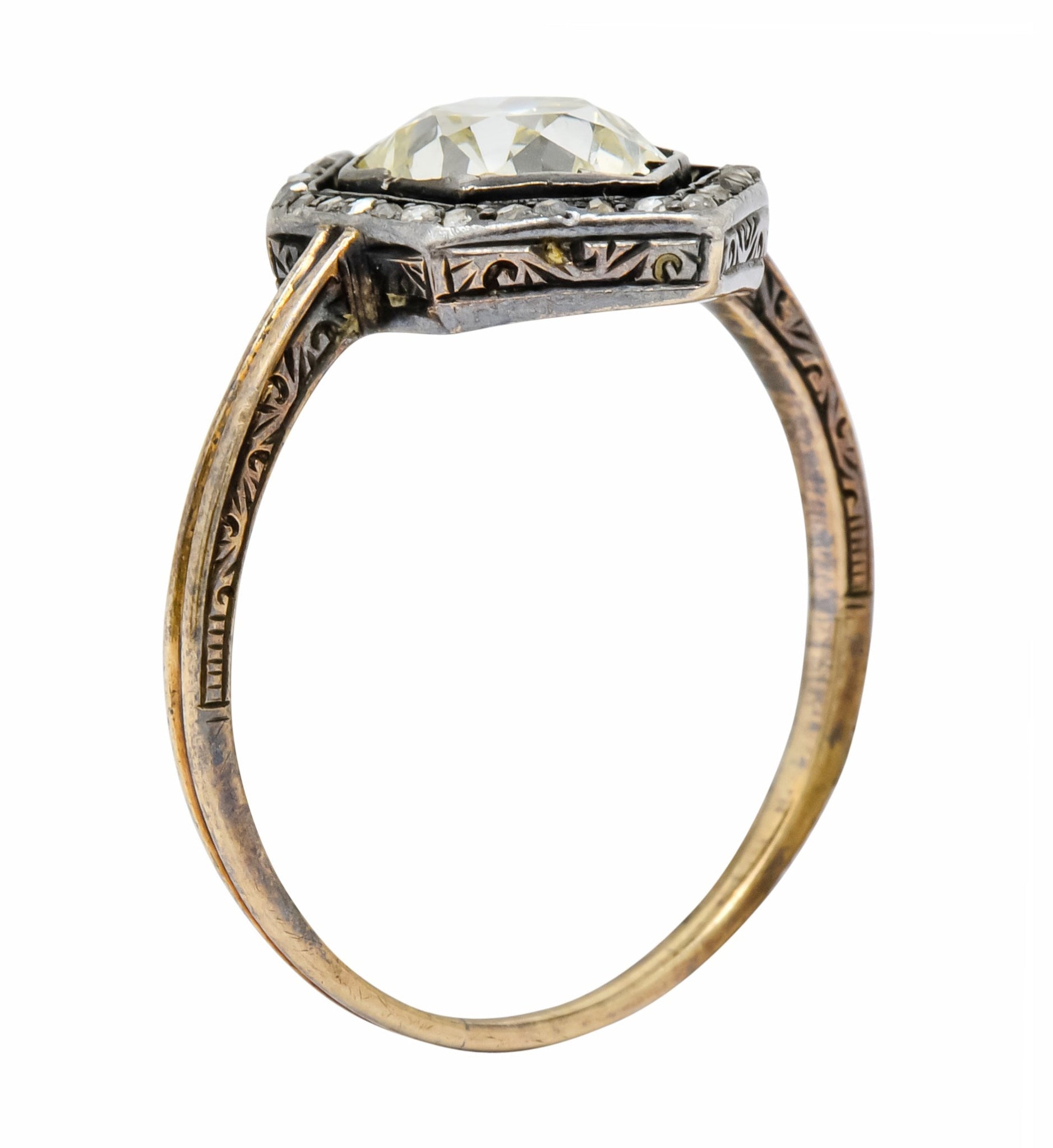 Georgian 2.00 CTW Diamond Silver-Topped 14 Karat Gold Engagement Ring Circa 1800's - Wilson's Estate Jewelry