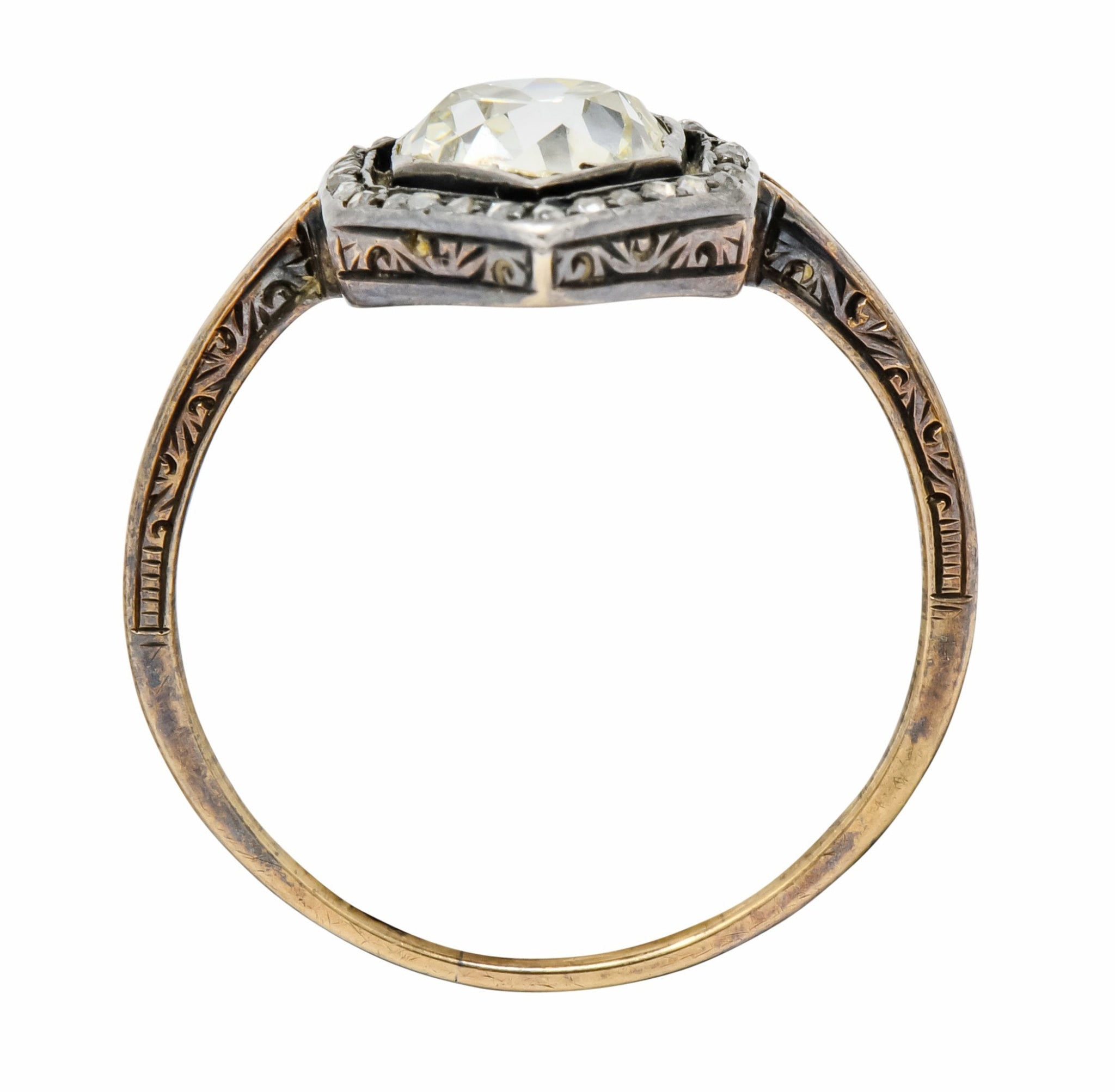 Georgian 2.00 CTW Diamond Silver-Topped 14 Karat Gold Engagement Ring Circa 1800's - Wilson's Estate Jewelry