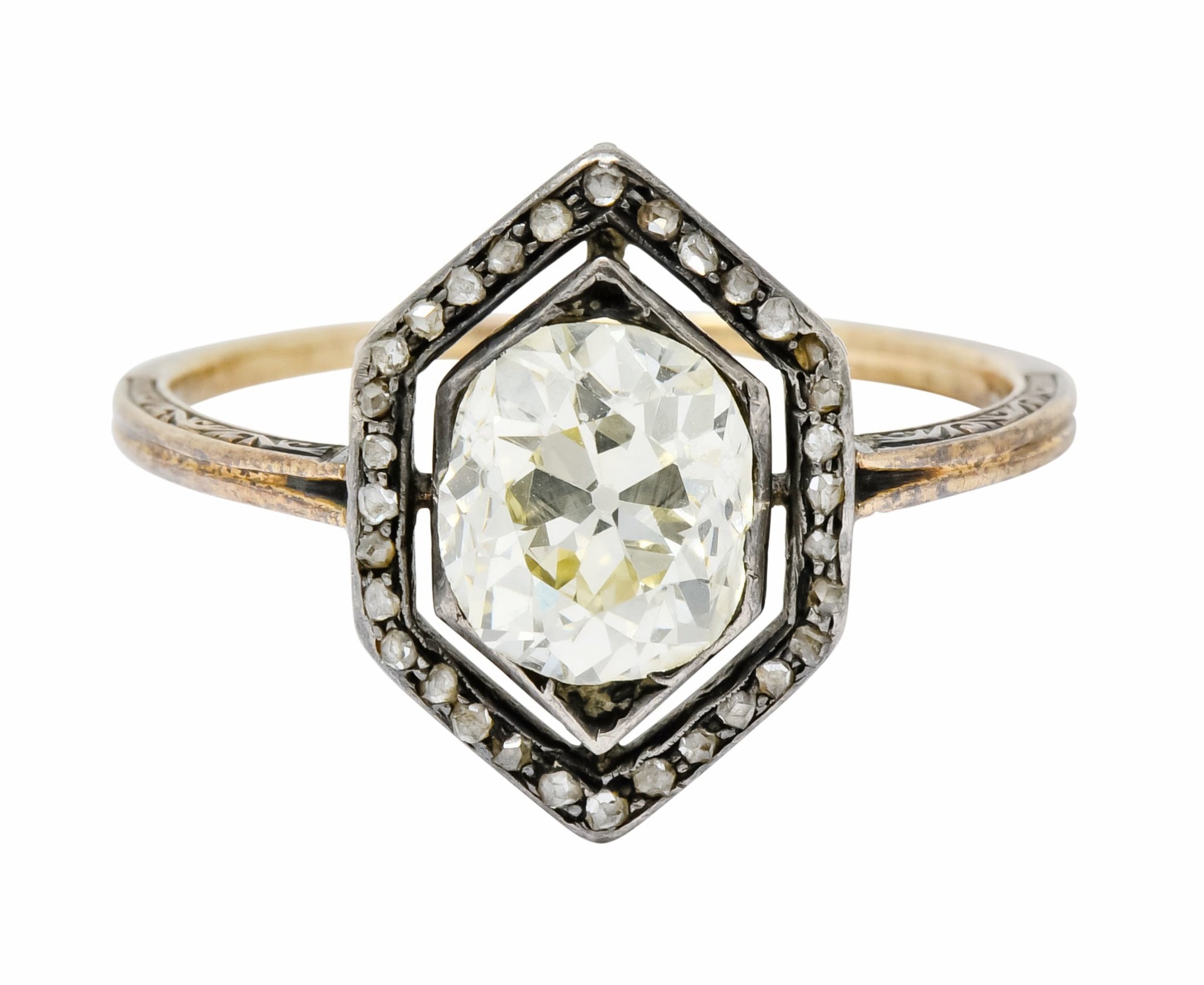Georgian 2.00 CTW Diamond Silver-Topped 14 Karat Gold Engagement Ring Circa 1800's - Wilson's Estate Jewelry