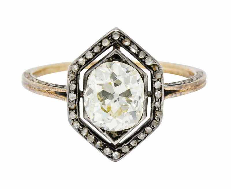 Georgian 2.00 CTW Diamond Silver-Topped 14 Karat Gold Engagement Ring Circa 1800's - Wilson's Estate Jewelry
