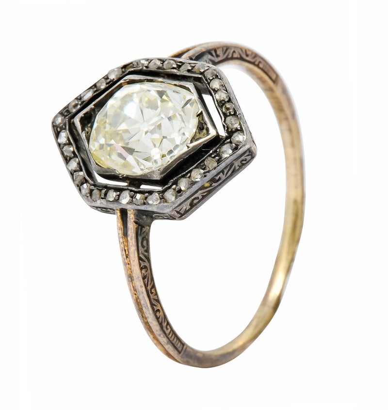 Georgian 2.00 CTW Diamond Silver-Topped 14 Karat Gold Engagement Ring Circa 1800's - Wilson's Estate Jewelry