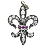 Georgian Silver-Topped Gold Diamond And Ruby Fleur-De-Lis Pendant Wilson's Estate Jewelry