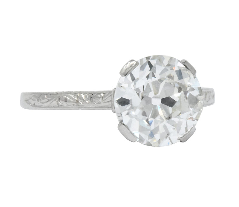 Gillot & Co. 3.21 CTW Old European Diamond Platinum Engagement Ring GIA - Wilson's Estate Jewelry