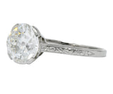 Gillot & Co. 3.21 CTW Old European Diamond Platinum Engagement Ring GIA - Wilson's Estate Jewelry