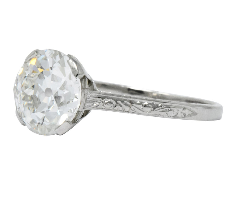 Gillot & Co. 3.21 CTW Old European Diamond Platinum Engagement Ring GIA - Wilson's Estate Jewelry