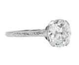 Gillot & Co. 3.21 CTW Old European Diamond Platinum Engagement Ring GIA - Wilson's Estate Jewelry