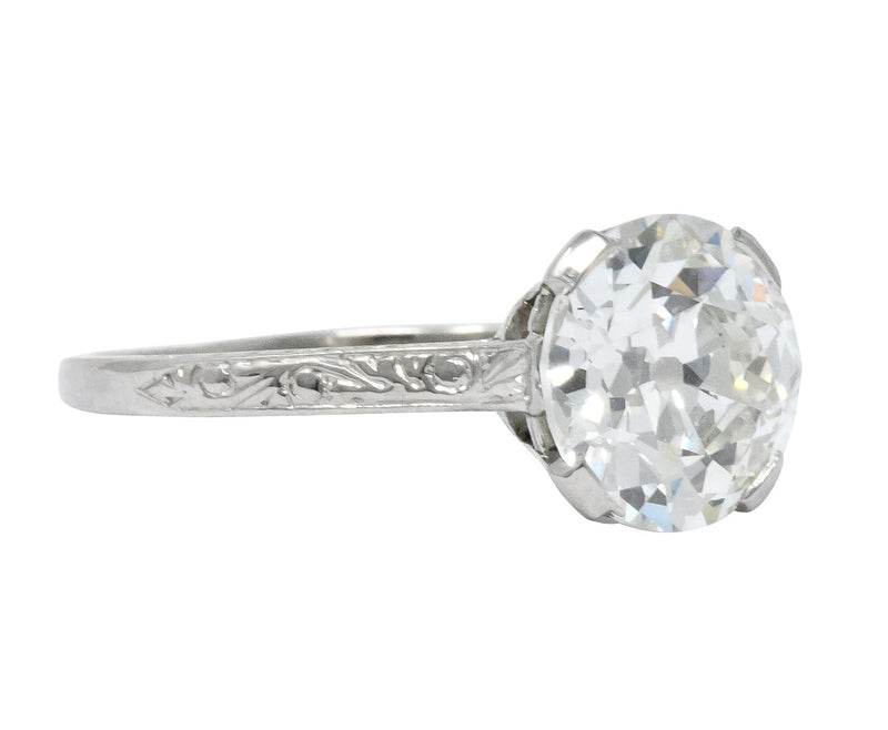 Gillot & Co. 3.21 CTW Old European Diamond Platinum Engagement Ring GIA - Wilson's Estate Jewelry