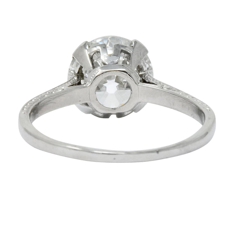 Gillot & Co. 3.21 CTW Old European Diamond Platinum Engagement Ring GIA - Wilson's Estate Jewelry