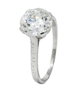 Gillot & Co. 3.21 CTW Old European Diamond Platinum Engagement Ring GIA - Wilson's Estate Jewelry
