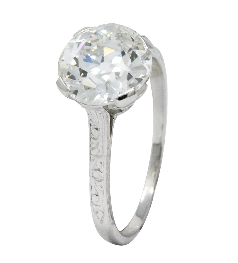 Gillot & Co. 3.21 CTW Old European Diamond Platinum Engagement Ring GIA - Wilson's Estate Jewelry